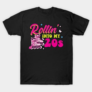 Rollin' Into My 20s - 20. Birthday Roller Skating T-Shirt